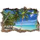 Pixxprint 3D_WD_2405_62x42 Palmen am Strand Wanddurchbruch 3D Wandtattoo, Vinyl, bunt, 62 x 42 x 0,02 cm