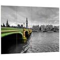Pixxprint Skyline von London mit Themse und Big Ben Schwarz/weiß, MDF-Holzbild im Bretterlook Format: 80x60cm, Wanddekoration