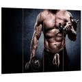 Pixxprint HBVs_2753_80x60 kräftiger Bodybuilder mit großen Muskeln MDF-Holzbild im Bretterlook Wanddekoration, Bunt, 80 x 60 x 2 cm