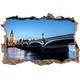 Pixxprint 3D_WD_S2341_92x62 gewaltige Westminster Bridge und leuchtender Big Ben Wanddurchbruch 3D Wandtattoo, Vinyl, bunt, 92 x 62 x 0,02 cm