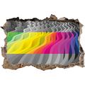 Pixxprint 3D_WD_5234_92x62 Farbenfrohes Wellenmuster Wanddurchbruch 3D Wandtattoo, Vinyl, Schwarz/weiß, 92 x 62 x 0,02 cm