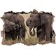 Pixxprint 3D_WD_S1167_92x62 trinkende Elefanten am Wasserloch Wanddurchbruch 3D Wandtattoo, Vinyl, bunt, 92 x 62 x 0,02 cm
