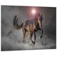 Pixxprint elegantes Pferd beim springen schwarz/weiß, MDF-Holzbild im Bretterlook Format: 80x60cm, Wanddekoration