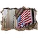 Pixxprint 3D_WD_S2377_92x62 riesige Flagge von Amerika Wanddurchbruch 3D Wandtattoo, Vinyl, bunt, 92 x 62 x 0,02 cm