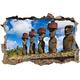 Pixxprint 3D_WD_S2343_62x42 große Moai Statuen am Tag Wanddurchbruch 3D Wandtattoo, Vinyl, bunt, 62 x 42 x 0,02 cm