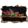 Pixxprint 3D_WD_S1693_92x62 leuchtendes Sydney Opera House Wanddurchbruch 3D Wandtattoo, Vinyl, bunt, 92 x 62 x 0,02 cm