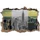 Pixxprint 3D_WD_5037_92x62 New Yorker Skyline mit Empire State Building Wanddurchbruch 3D Wandtattoo, Vinyl, Schwarz/weiß, 92 x 62 x 0,02 cm