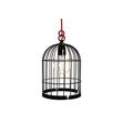 Filament Style Filament 029 französische Bird Cage Lampe mit Textilkabel, Metall, E27, black pearl/rot, 33 x 16 x 16 cm
