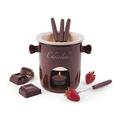 Excelsa Chocolate Dienst Fondue Schokolade 7, Keramik, Creme/braun/Griff braun, 12 x 12 x 13.5 cm