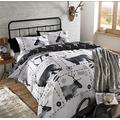 Dreamscene Rentier Hirsch Weihnachten Quilt Bettbezug Bettwäsche-Set, schwarz, Single