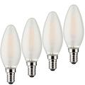 MÜLLER-LICHT 4er-Set Retro-LED Lampe Kerzenform ersetzt 40 W, Glas, E14, weiß, 4W, 4 Stück
