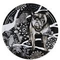 Nadja Wedin design französische Hund – Tablett, 38 cm, schwarz/weiß