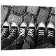 Pixxprint Chucks black and white, MDF-Holzbild im Bretterlook Format: 80x60cm, Wanddekoration