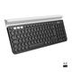 Logitech K780 Kabellose Tastatur, Bluetooth & 2.4 GHz Verbindung, Multi Device & Easy-Switch Feature, Integrierte Halterung, PC/Mac/Tablet/Smartphone, Niederländisches QWERTY-Layout - Dunkelgrau/Weiß