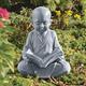 Design Toscano Baby Buddha beim Lesen der fünf Gebote Asiatische Gartenstatue, Polyresin, steingrau, 30 cm