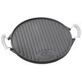 Outdoorchef Gusseisen Grillplatte 480_570 – Grill-Wende-Platte – Gasgrill Zubehör für Kugelgrill – Grillpfanne doppelseitig verwendbar – Ø 39,5 cm, Schwarz