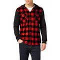 Urban Classics Herren Hooded Checked Flanell Sweat Sleeve Shirt Freizeithemd, Mehrfarbig (blk/red/bl 283), X-Large