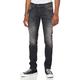 JACK&JONES Jeans Slim Fit Used Look Denim Stretch Hose Low Rise mit Knöpfen JJIGLENN, Farben:Schwarz,Größe Jeans:W32 L30,Z - Länge L30/32/34/36/38:L30