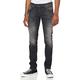 JACK&JONES Jeans Slim Fit Used Look Denim Stretch Hose Low Rise mit Knöpfen JJIGLENN, Farben:Schwarz,Größe Jeans:W32 L34,Z - Länge L30/32/34/36/38:L34