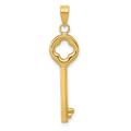 14ct Yellow Gold Polished Clover Top Puff Round Key Pendant Necklace Measures 34x9mm Wide Jewelry Gifts for Women