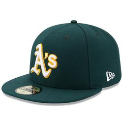 Men's New Era Green Oakland Athletics Road Authentic Collection On Field 59FIFTY Performance Fitted Hat