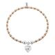 Trink Brand Love Heart Charm Sterling Silver Harlequin 9ct Rose Gold Plated Beaded Bracelet Feathers