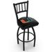 Miami Hurricanes 30" Black Wrinkle Swivel Bar Stool with Jailhouse Back