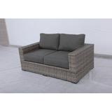 Brayden Studio® Kaiser Love Seat w/ Cushion Metal/Olefin Fabric Included in Brown/Gray | 40 H x 67 W x 26 D in | Outdoor Furniture | Wayfair