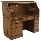 60"W Solid Oak Rolltop Computer Desk in Briar Finish - IN STOCK! Made in USA