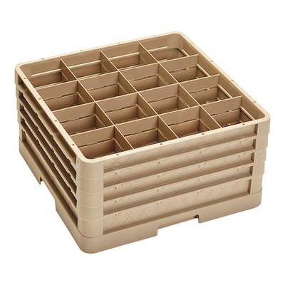 Vollrath CR4DDDD Traex® 16 Compartment Beige Full-Size Closed Wall 9 7/16" Cup Rack with 4 Extenders