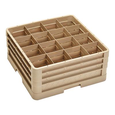 Vollrath CR4DDD Traex® 16 Compartment Beige Full-Size Closed Wall 7 7/8" Cup Rack with 3 Extenders