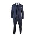 Mens 3 Piece Wool Blend Herringbone Tweed Suit Blue Brown Vintage Tailored Fit