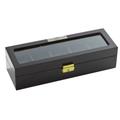 Diplomat 31-57501 Ebony Wood Finish with Clear Top and Black Leather Interior 5 Watch Storage Case, Ebony