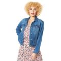 Roman Originals Women Jean Denim Jacket - Ladies 100% Cotton Summer Casual Stretch Cropped Crop Smart Utility Trucker Biker Fitted Going Out Vintage Light Wash Faded Classic - Blue - Size 12