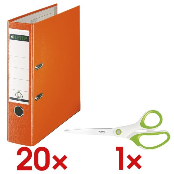 Leitz 20 Ordner »1010« inkl. 1 Qualitätsschere »WOW« orange, 8x31.8x28.5 cm Image
