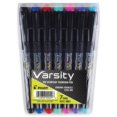 Pilot 90029 Varsity Assorted Ink with Gray Pattern Barrel 1mm Fountain Pen - 7/Set