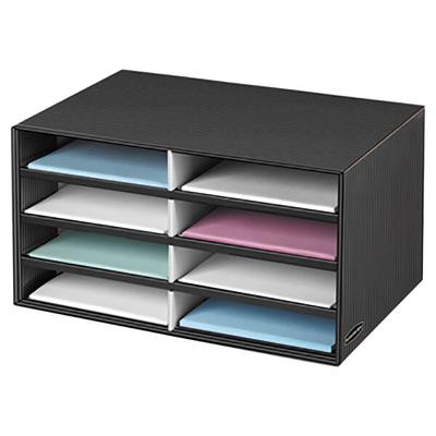Bankers Box 6170301 19 1/2" x 12 3/8" x 10 1/4" Black / Grey Pinstripe 8-Section Letter Sorter