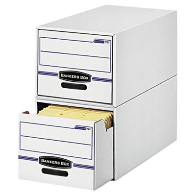 Fellowes 00722 STOR/DRAWER 16 3/4" x 19 1/2" x 11 1/2" White/Blue File Drawer Storage Box with Plastic Handle - Legal - 6/Case