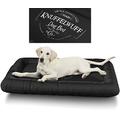 Knuffelwuff 13969-007 Wasserfestes Hundebett Avery mit Vintage Aufdruck, XXL, 120 x 85 cm, schwarz