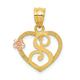 14ct Yellow Gold Solid Textured back Polished and satin Letter Name Personalized Monogram Initial S in Love Heart Charm Pendant Necklace Measures 21.5x16.1mm Jewelry Gifts for Women