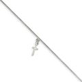 925 Sterling Silver Solid Polished Religious Faith Cross Anklet Spring Ring Jewelry Gifts for Women - 23 Centimeters
