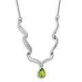 925 Sterling Silver Polished Lobster Claw Closure Rhodium Plated With Peridot and White Topaz W/2in. Ext. Necklace Jewelry Gifts for Women