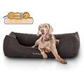 Knuffelwuff 13978-002 Orthopädisches Hundebett, Hundekissen, Hundesofa, Hundekorb, aus Velour Amelie, 85 x 63 cm, M/L, schwarz