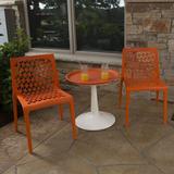 AllModern Francine Round 2 - Person 23" Long Bistro Set Plastic in Orange | Outdoor Furniture | Wayfair IVYB8352 40630507