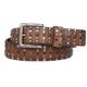 1 1/2" Cowhide Multi Metal Circle Studded Vintage Oil Tanned Leather Belt, Tan | 38"