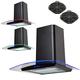 SIA 60cm Black Touch Control LED Curved Cooker Hood Extractor And Carbon Filter