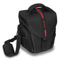 PEDEA DSLR-Kameratasche *Essex* Fototasche für Spiegelreflexkameras mit wasserdichtem Regenschutz, Tragegurt und Zubehörfächern, Gr. L schwarz/rot