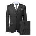 Hanayome Men's 3 Pc Black Business Suit Formal Tuxedo Casucal Separate Pant Set -Black 42