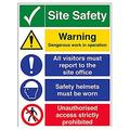 VSafety Multi Hazard Site Safety Site Tick Warning Sign - Portrait - 600mm x 800mm - 1mm Rigid Plastic