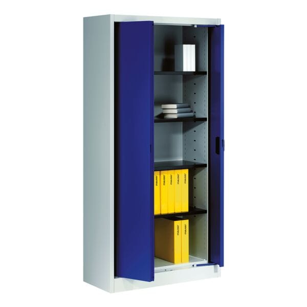 Stahlschrank mit Einschwenktüren grau, mauser, 95x195x42 cm